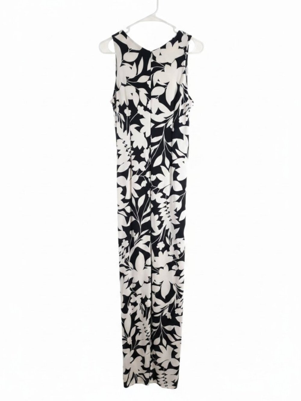 CHAPS Black White Floral Maxi Dress Size 10 Stretch Formal Wedding Guest - Picture 4 of 15